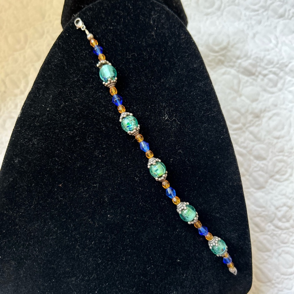 Bohemian Bracelet Green and Blue Beaded Jewelry